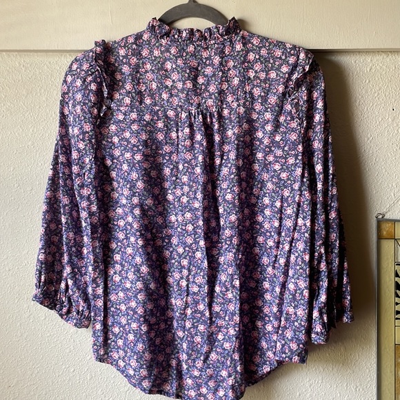 Vintage floral printed ruffle long sleeve button down blouse - Picture 6 of 6